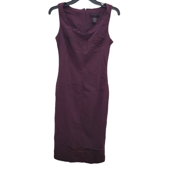 Express Women's Vintage 90s Burgundy Stretch Sleeveless Midi Pencil Dress Sz 5/6 - Picture 1 of 6